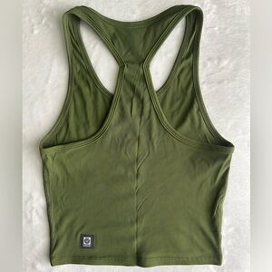 Jolyn Rochelle Basic Crop Tank Top Olive Green Ivy Running